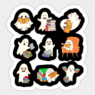 Ghost Reading Book Cute Teacher Halloween Sticker